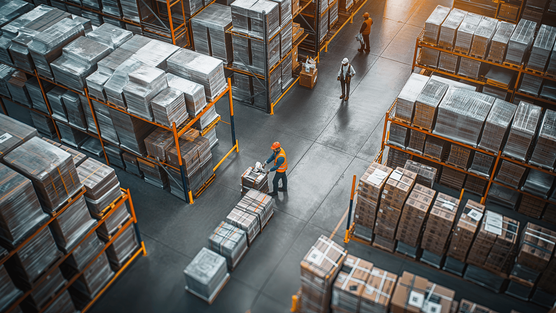over head view of busy distribution center